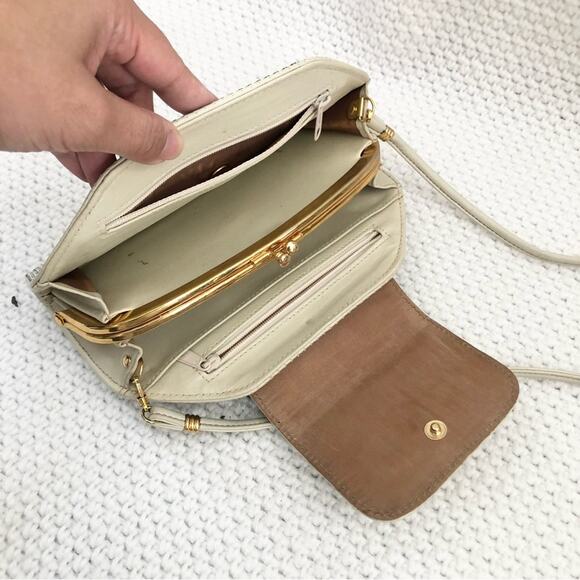 Whiting & Davis White Sequin Mesh Vintage Top Flap Accordion Clutch Crossbody - Picture 9 of 13